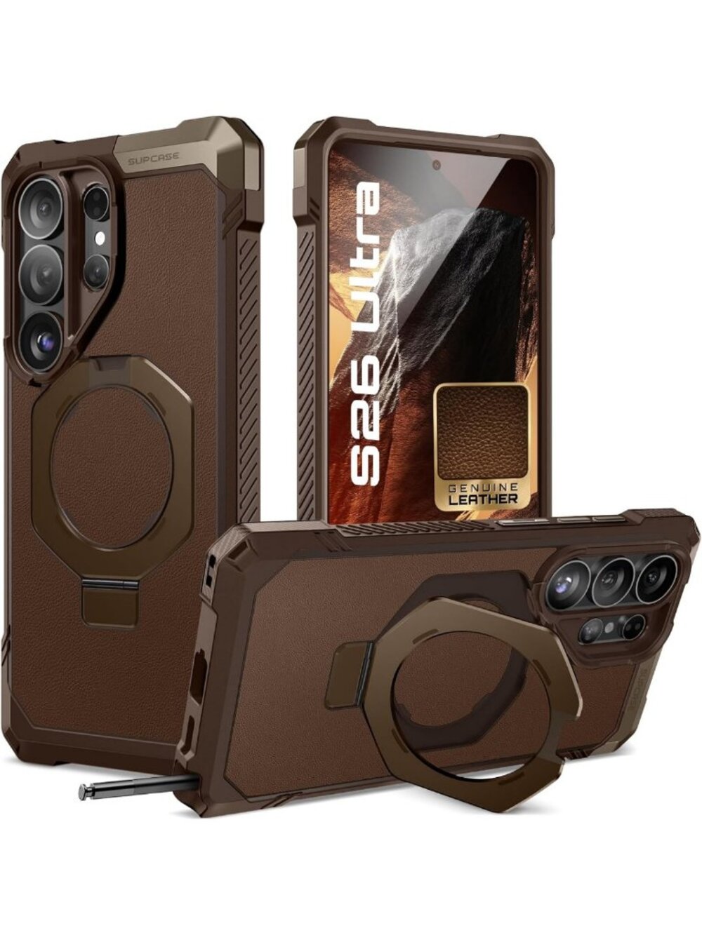 Stylish Brown Case for Samsung Galaxy S26 Ultra with Built-in Stand & Protection